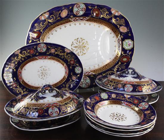 An Ashworth Bros Japan pattern Real Ironstone china part dinner service, c.1885, largest meat dish 55cm (12)